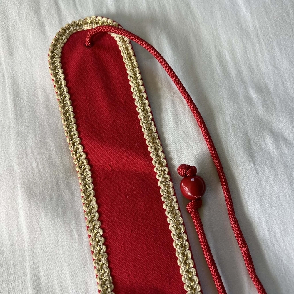 RARE Vintage Yves Saint Laurent 70s Russian Collection Red Tie Waist Belt - Picture 10 of 12